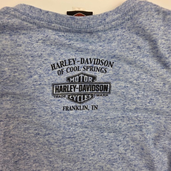 Harley-Davidson Women's XL Blue Short Sleeve V-Neck T-Shirt Franklin TN - Picture 8 of 8